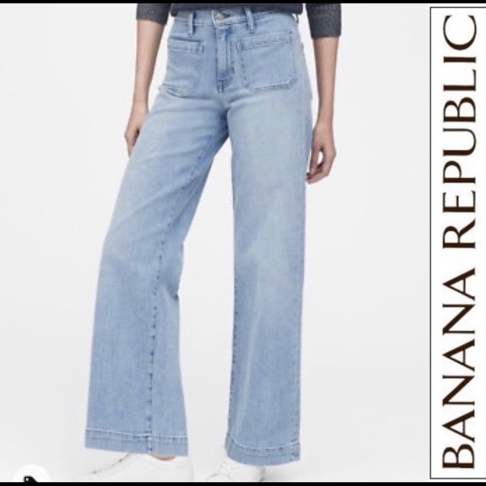 BANANA REPUBLIC * Premium Denim * HIGH-RISE WIDE LEG * Size 28 regular